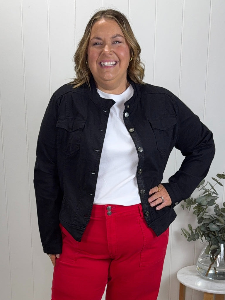 Maggie Denim Jacket Black – Threadz