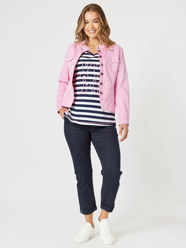 Maggie Denim Jacket - Flamingo THREADZ