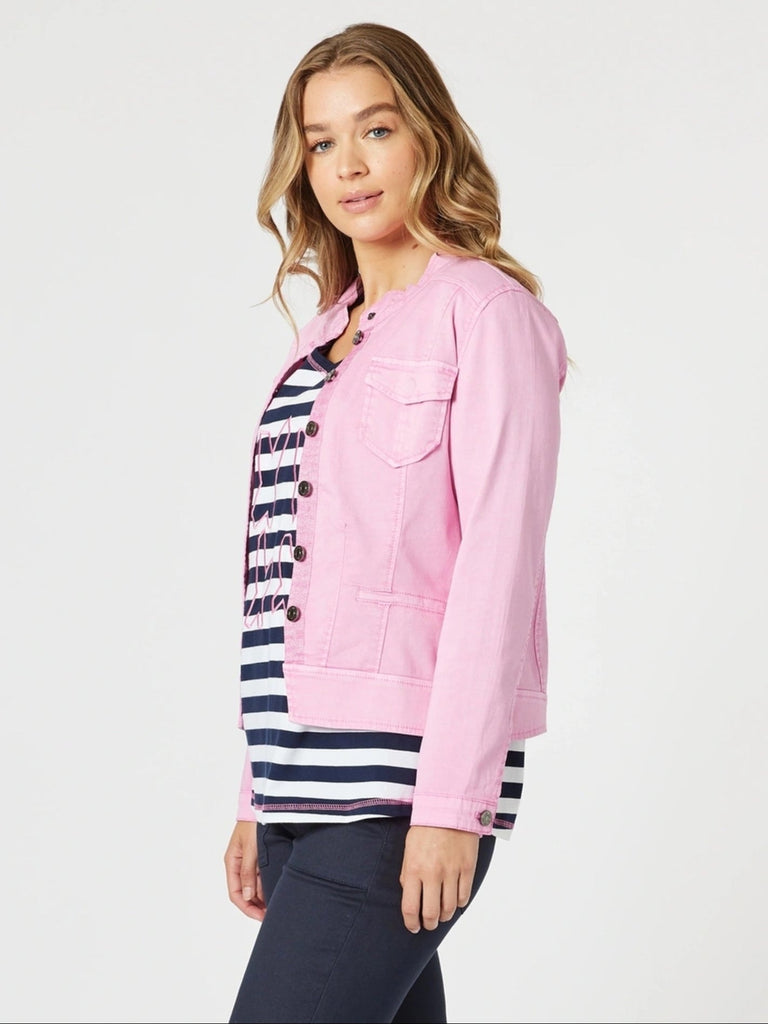 Maggie Denim Jacket - Flamingo THREADZ