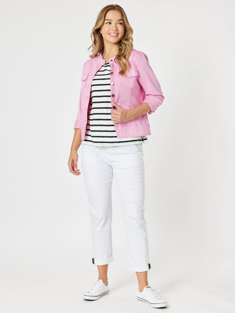 Maggie Denim Jacket - Flamingo THREADZ