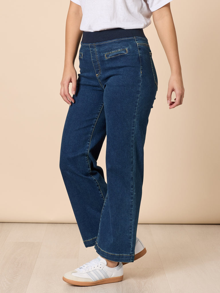 Maddy High Rise Wide Leg Jean - Dark Denim THREADZ
