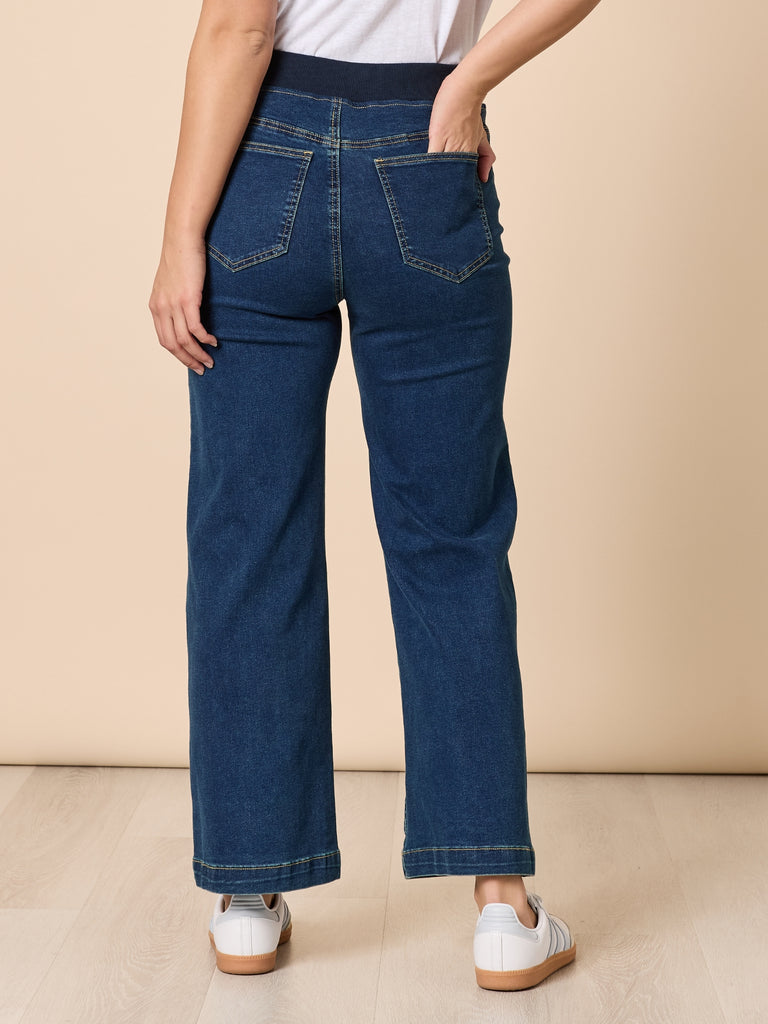 Maddy High Rise Wide Leg Jean - Dark Denim THREADZ