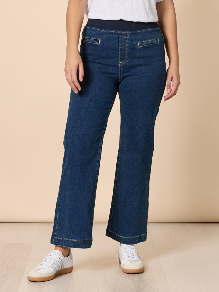 Maddy High Rise Wide Leg Jean - Dark Denim THREADZ