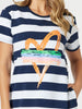 Heart Stripe Print Dress - Orange