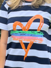 Orange Heart Stripe Dress - Navy/White