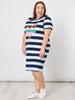 Heart Stripe Print Dress - Orange