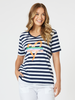 Heart Stripe Print Tee - Orange