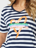 Heart Stripe Print Tee - Orange