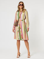 Spice Stripe Print Shirt Dress - Spice