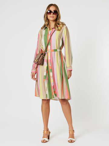 Spice Stripe Button Dress - Spice