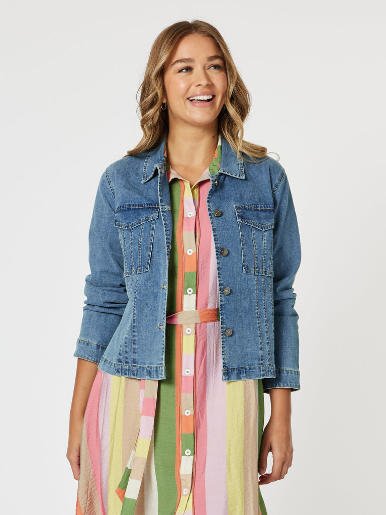 Retro Denim Jacket - Washed Denim – Threadz