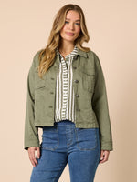 Retro Denim Jacket - Washed Khaki