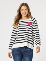 Love Me Stripe Knit Top - Navy/White