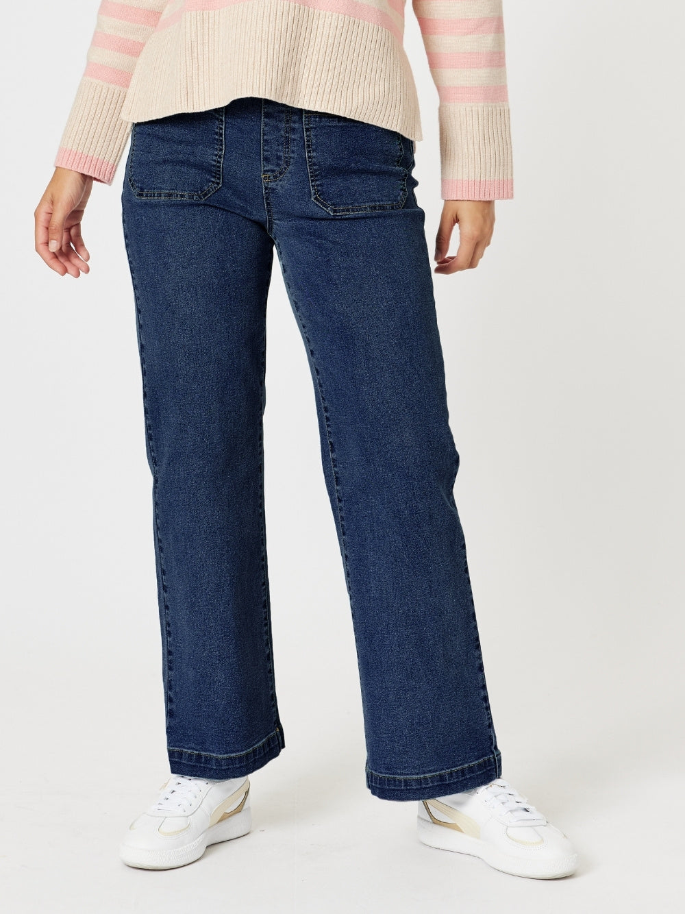【PORTERNA】Wirtz Carpenter Wide Jeans Wide Leg Carpenter Jeans for Girls - medium blue, Girls
