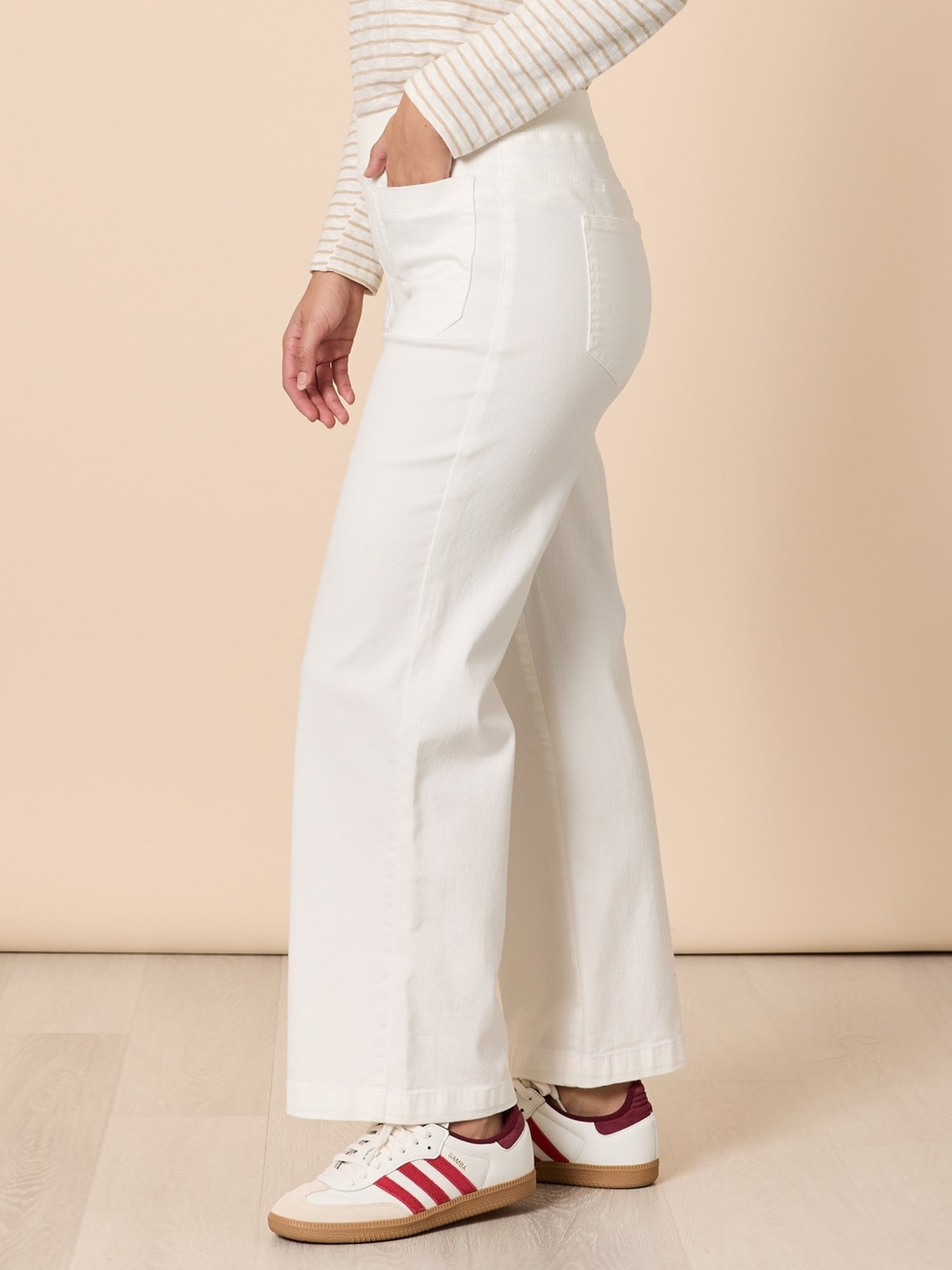 Carpenter Stretch Wide Leg Jean - White – Threadz