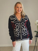Art Deco Floral Knit - Black/Multi
