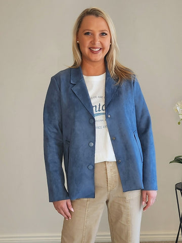 Avenue Faux Suede Jacket - Indigo