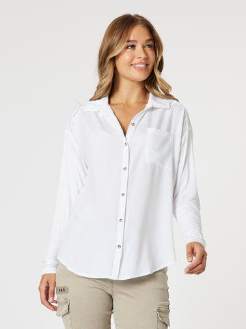Paige Garment Washed Shirt - White