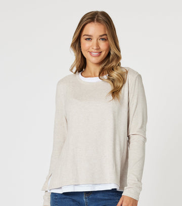 Alice 2 in 1 Knit Top - Stone