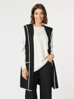 Cosy Contrast Detail Hooded Vest - Black
