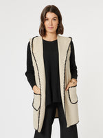 Cosy Contrast Detail Hooded Vest - Natural