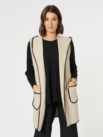 Cosy Contrast Detail Vest - Natural