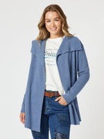 Ava Rib Cardigan - Indigo