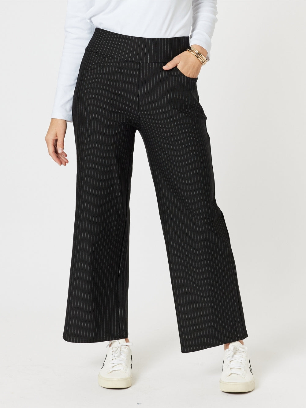 Nicky Wide Leg Pinstripe Pant - Natural/Black – Threadz