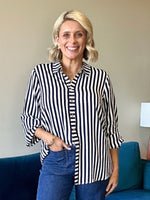Soho Stripe Print Shirt - Navy/White