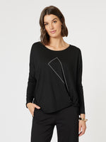 Side Twist Long Sleeve Tee - Black