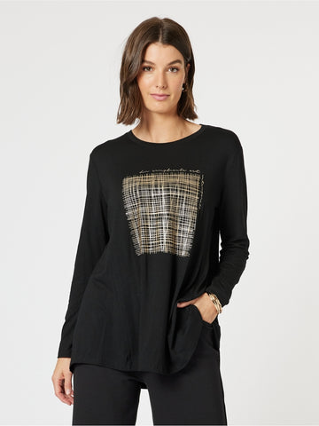 Goldie Print Long Sleeve Tee-Black/Gold