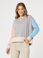 Maxwell Stripe Print Sweatshirt - Blue/Multi