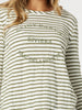 Riviera Stripe Long Sleeve Tee - Khaki/White