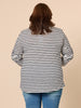Riviera Long Sleeve Stripe Print Top - Navy/White