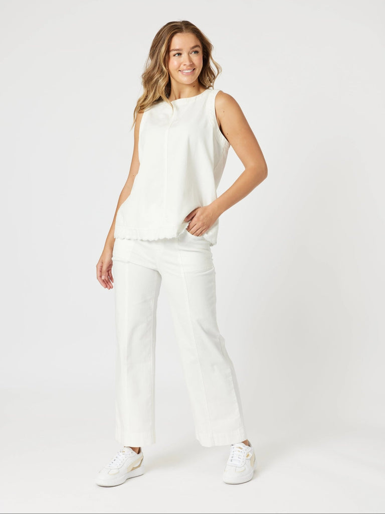 Threadz Charli Denim Top - Ivory
