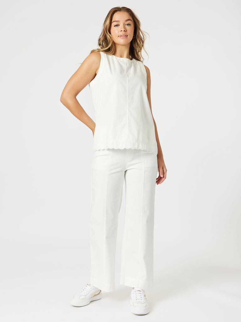 Threadz Charli Denim Top - Ivory