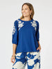 Jill Floral Embroidered Top - Blue
