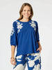 Jill Floral Embroidered Top - Blue