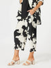 Barcelona Floral Print Wide Leg Pant - Black/Natural threadz