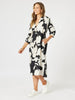 Barcelona Floral Print Dress - Black/Natural threadz