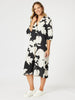 Barcelona Floral Print Dress - Black/Natural