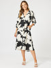 Barcelona Floral Print Dress - Black/Natural threadz