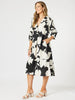 Barcelona Floral Print Dress - Black/Natural threadz