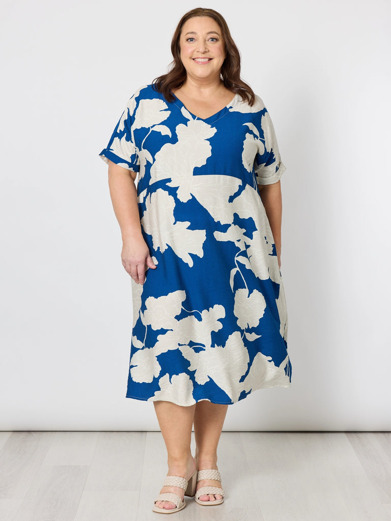 Barcelona Print Dress - Blue / Natural
