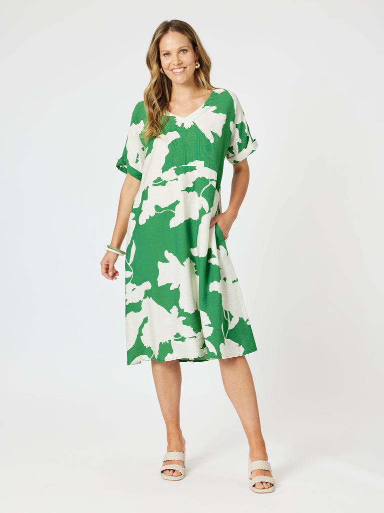 Barcelona Print Dress-Elm Natural