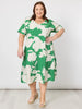 Barcelona V Neck Floral Print Dress - Elm Natural