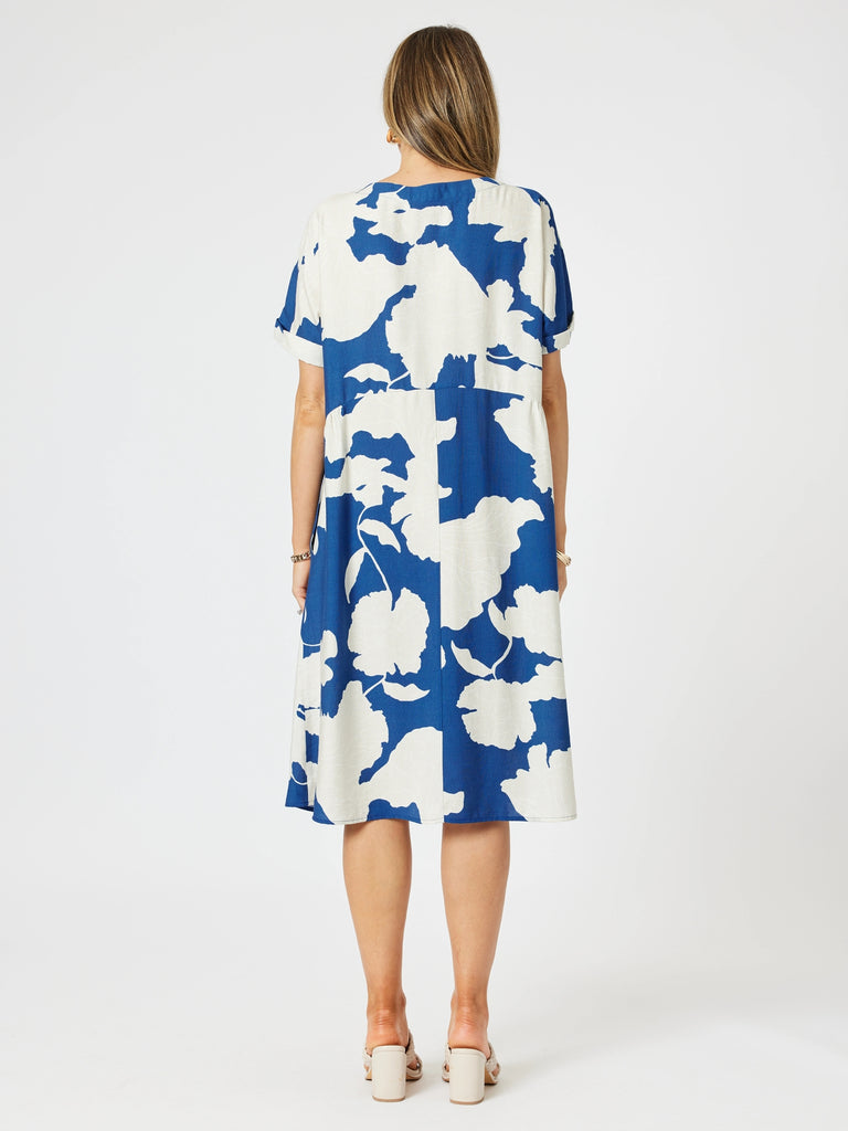 Barcelona Print Dress - Blue / Natural
