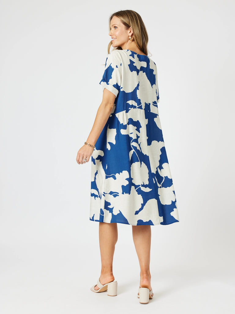 Barcelona Print Dress - Blue / Natural