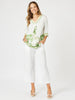 Amazon Print V Neck Top - Green 