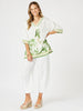 Amazon Print V Neck Top - Green 